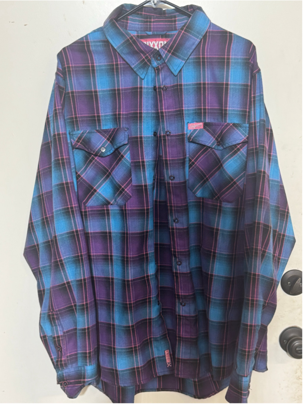 The Hofmann - Dixxon Men’s Plaid Shirt XXL Blue Purple Plaid Button Down